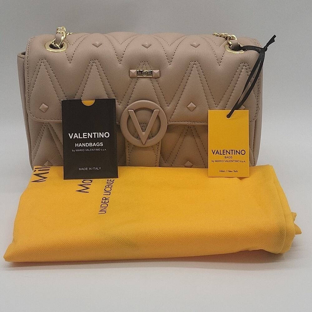 Valentino by Mario Valentino Antoinette Studs Dusty Pink Leather Bag NWT Italy - Picture 9 of 15